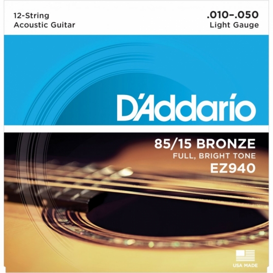 DADDARIO EZ 940 Akustik Tel Set 12 String Light (.010)