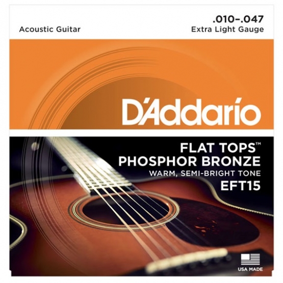 DADDARIO EFT 15 Akustik Tel Set Flat Extra Light(.010) Zımparalı