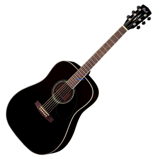 CORT EARTH 100 BK Akustik Gitar Set Solid Spruce Top Siyah