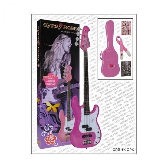 VALENCIA GRB1KCPK Bas Gitarset Dark-Pembe- (Sehpagıgbagstickerdvd )