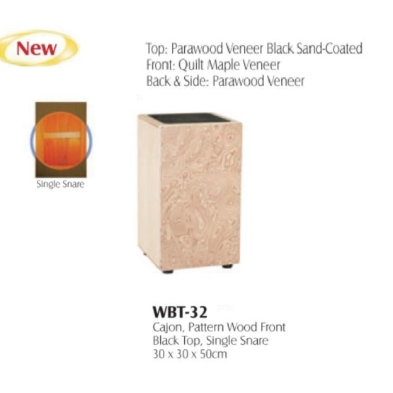CAJON PATTERN WOOD FRONT SINGLE SNARE BLACK MAXT - WBT-32